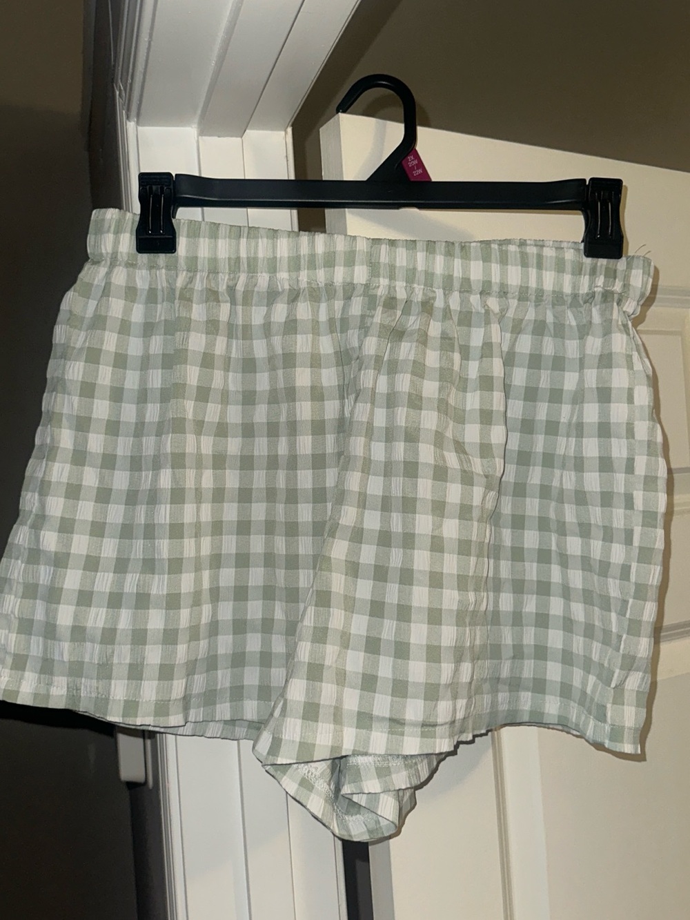 SHEIN Light Green & White Gingham Skort